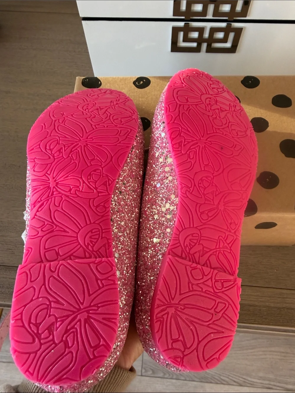 Sophia Webster Girls' Pink Glitter Heart Mary Jane Shoes Size 32
